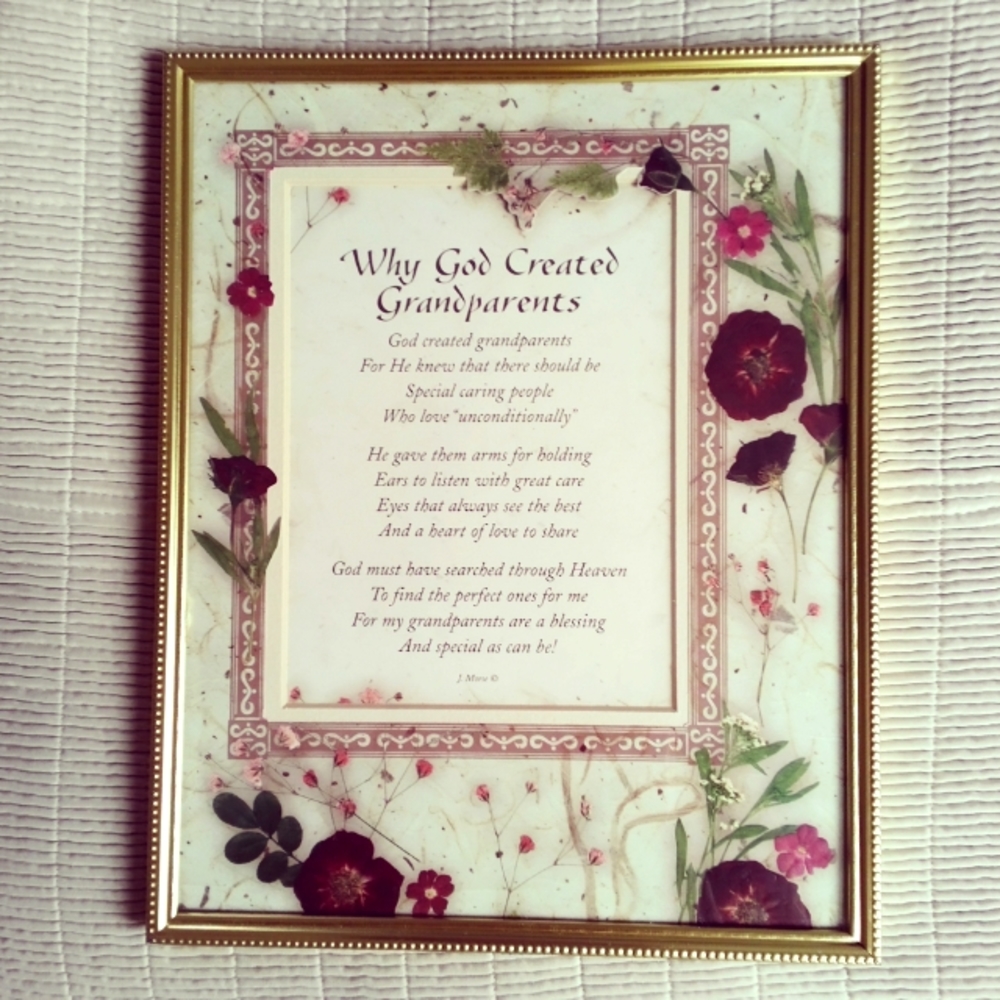 Framed Poem Why God Created Grandparents J Morse